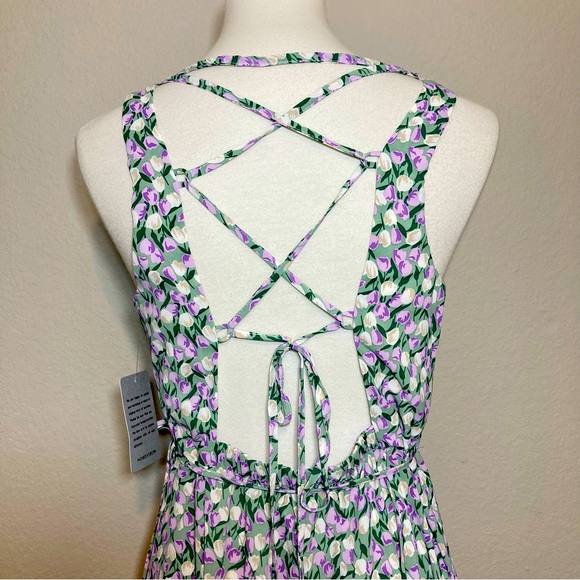 NWT STITCHDROP April Shower High Low Sleeveless Wrap Dress Criss-Cross Back Lrg - Picture 7 of 13